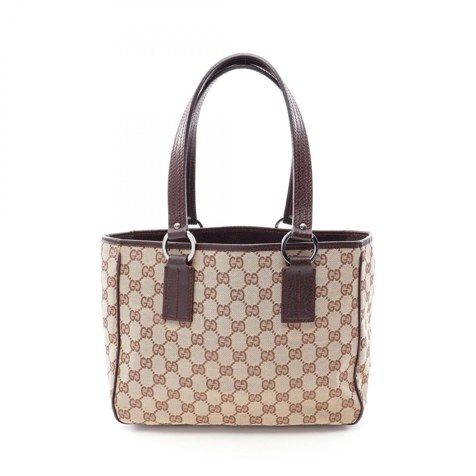 Gucci Tote Beige Brown Canvas Leather