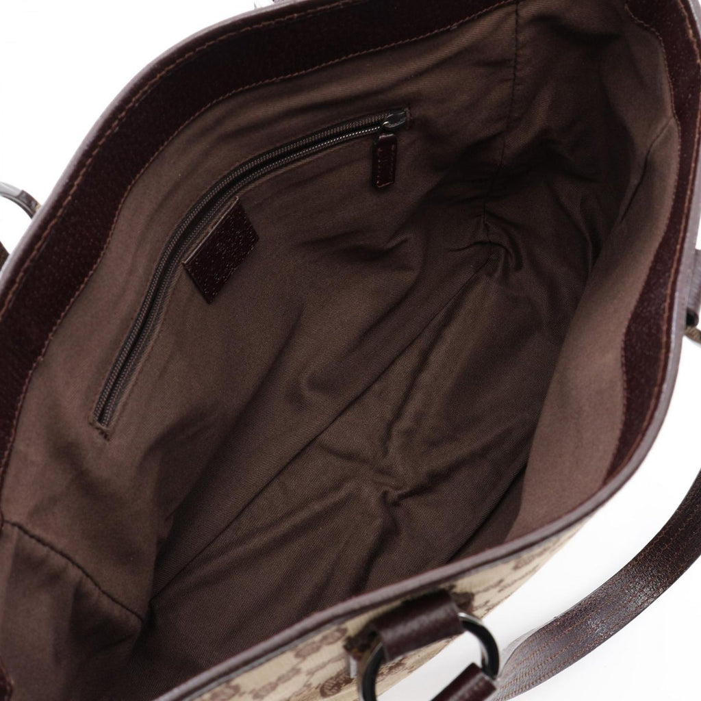 Gucci Tote Beige Brown Canvas Leather — view 3