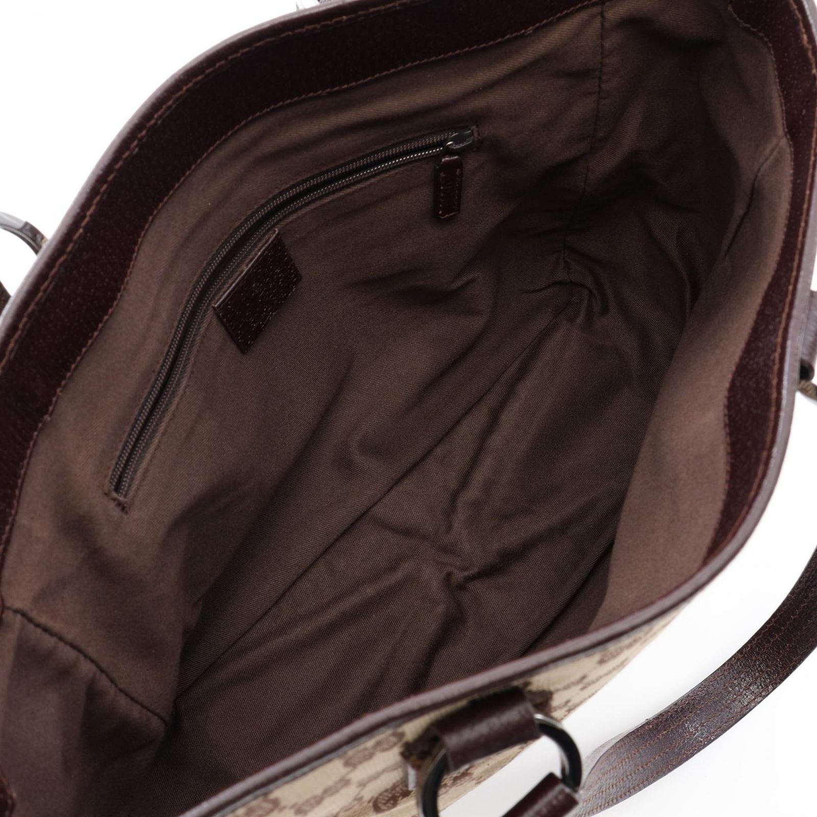 Gucci Tote Beige Brown Canvas Leather — view 3