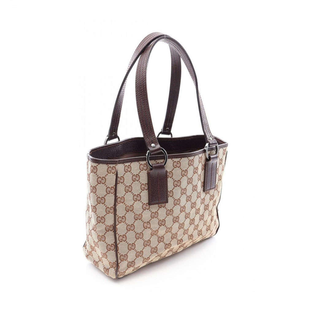Gucci Tote Beige Brown Canvas Leather — view 2