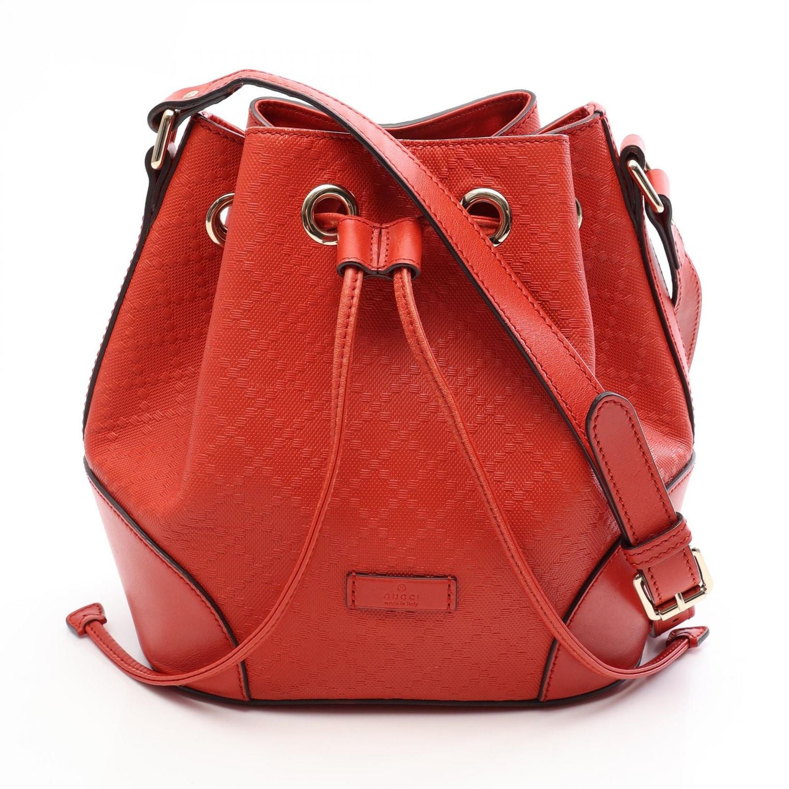Gucci Shoulder Bag Bright Diamante Orange Leather Drawstring