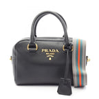 Prada Handbag Vitello Phenix 2-Way Black Leather