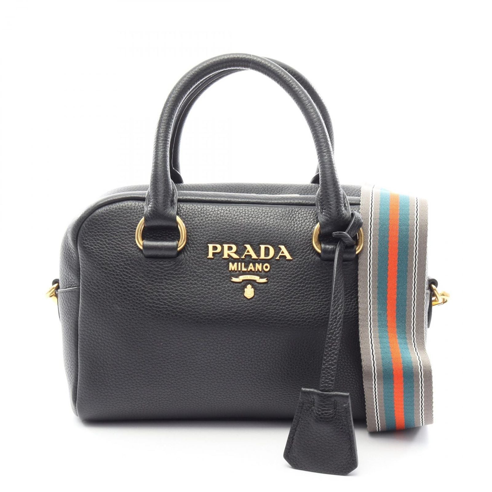Prada Handbag Vitello Phenix 2-Way Black Leather