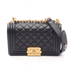 Chanel Shoulder Bag Boy Small Black Lambskin Chain