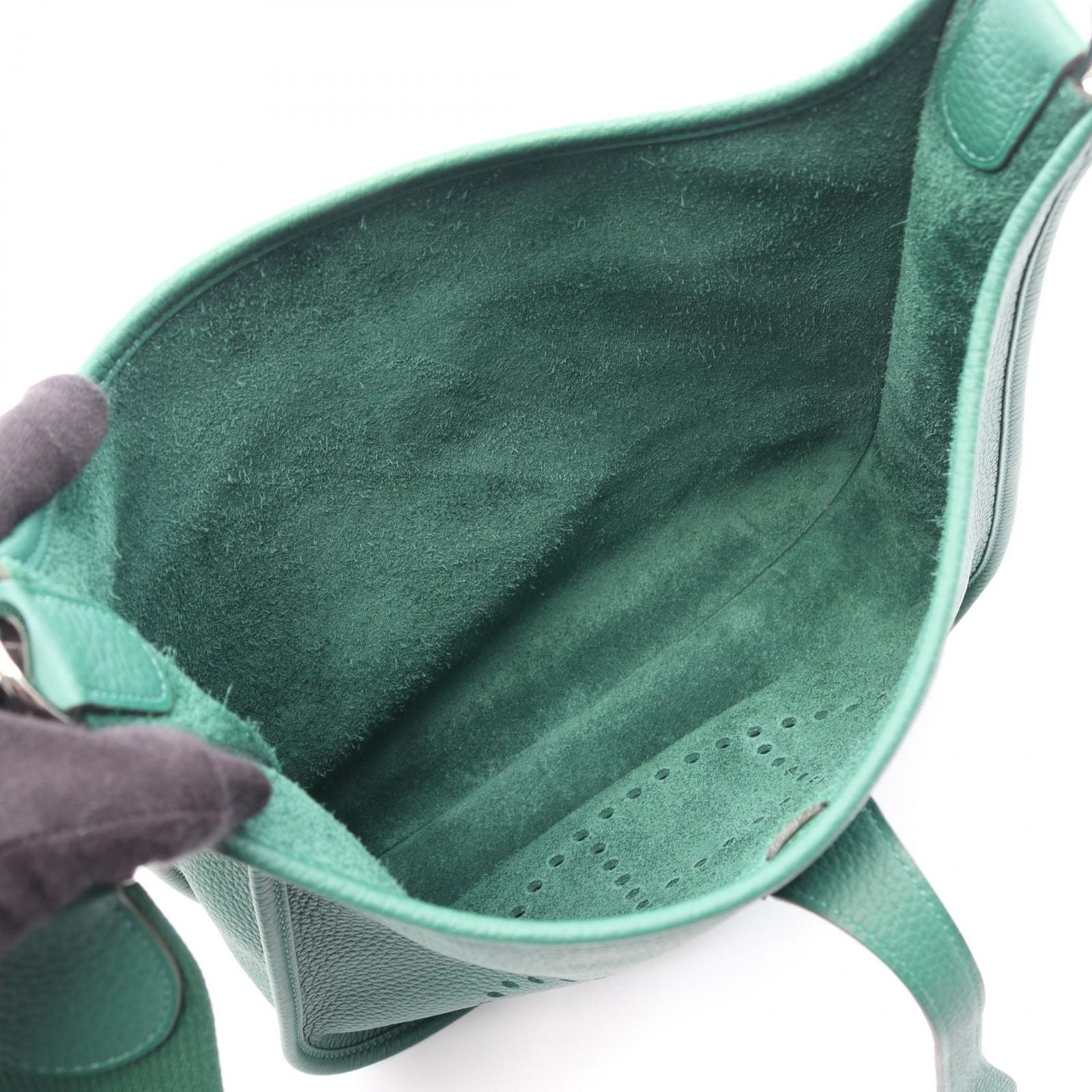 Hermes Shoulder Bag Evelyne 3 Trois PM Vert Vertigo Leather — view 3