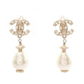 Chanel Earrings Swing Pearl CC Logo