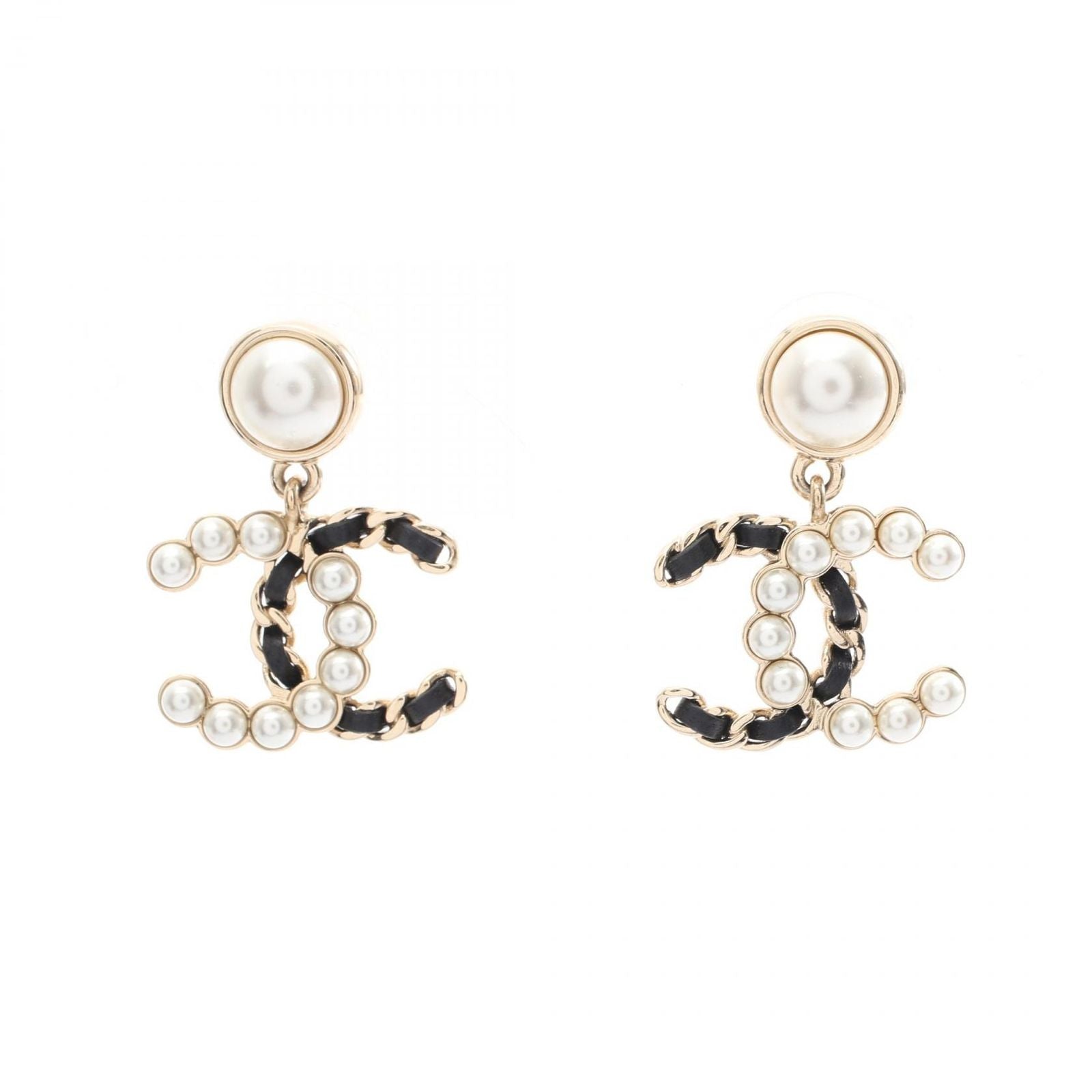 Chanel Earrings 25k CC Logo Leather