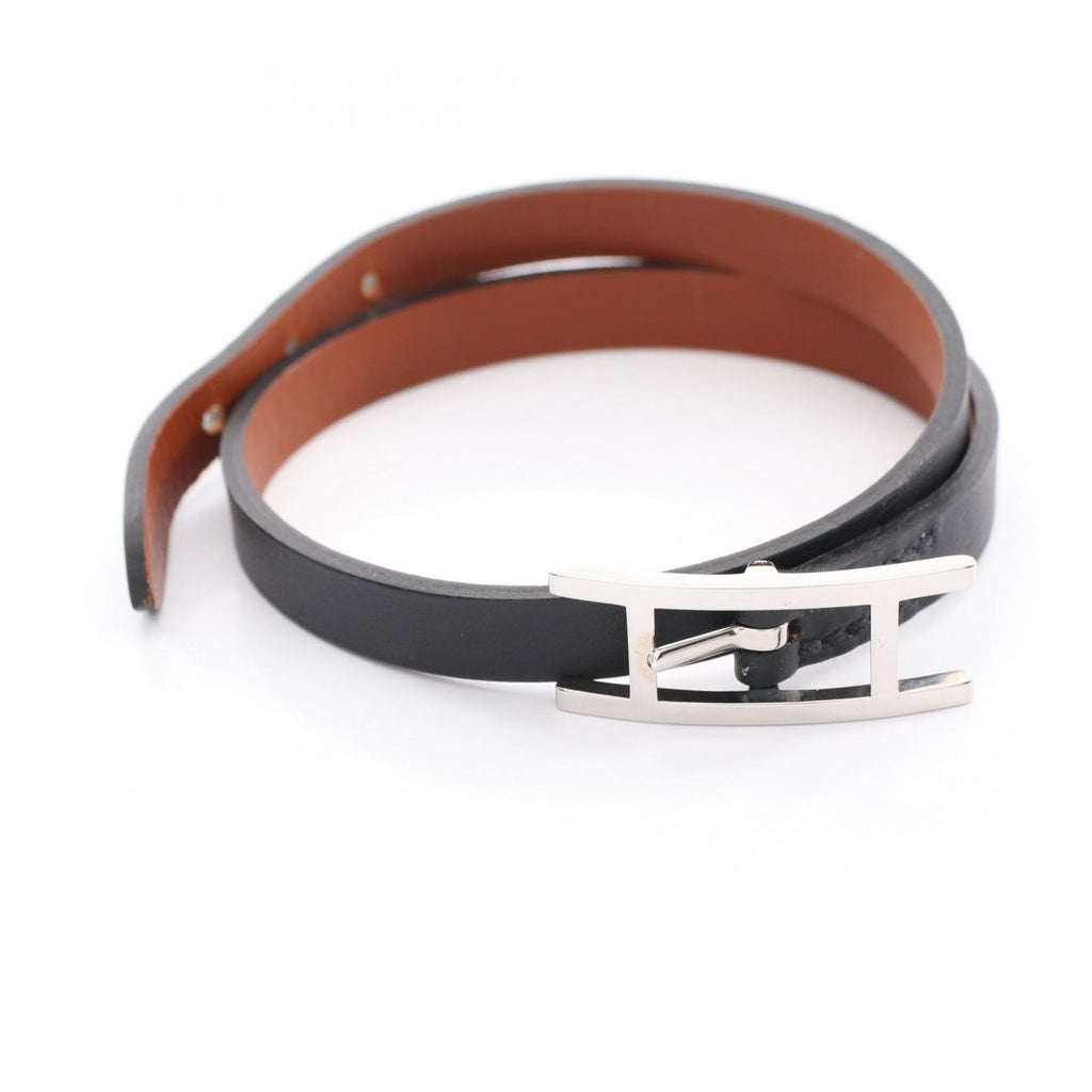 Hermes Bracelet Behapi Double Tour Silver Reversible Leather — view 3