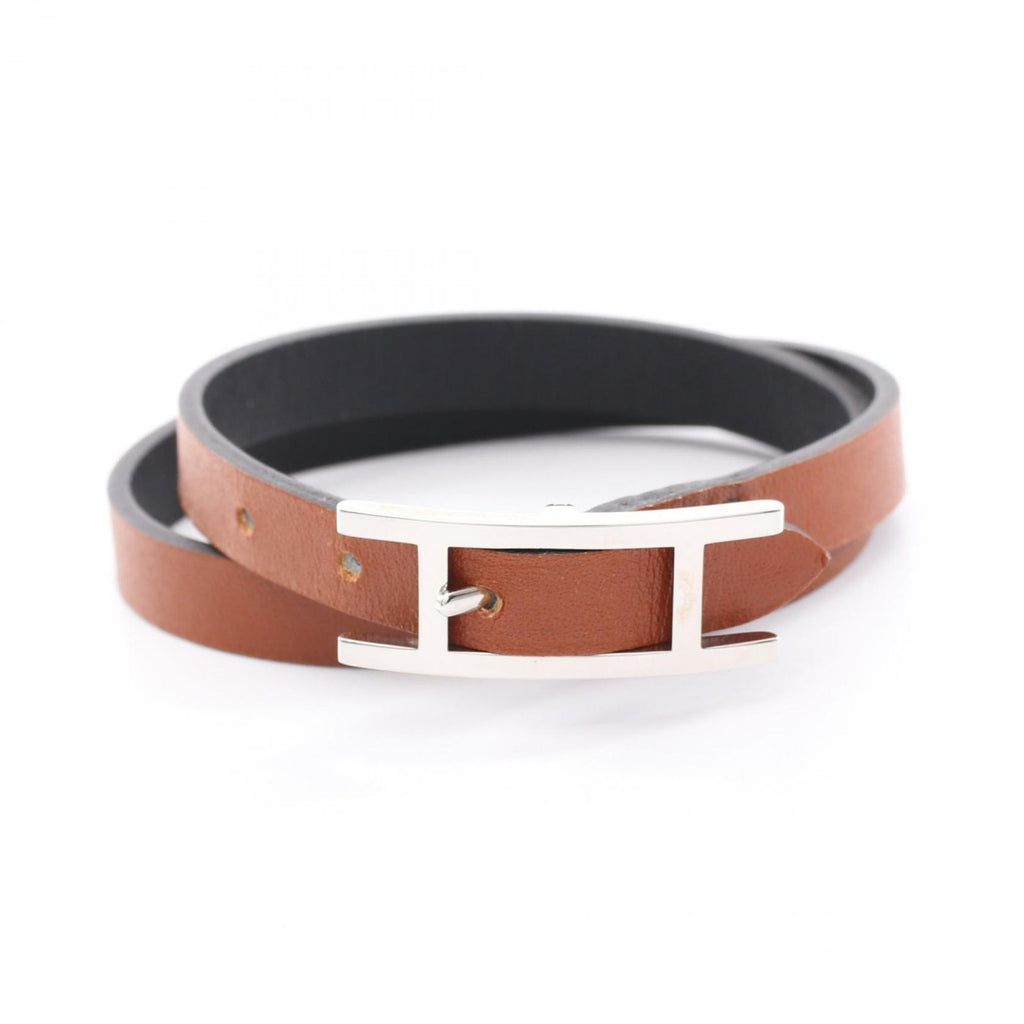 Hermes Bracelet Behapi Double Tour Silver Reversible Leather — view 5