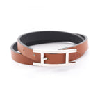 Hermes Bracelet Behapi Double Tour Silver Reversible Leather — view 5
