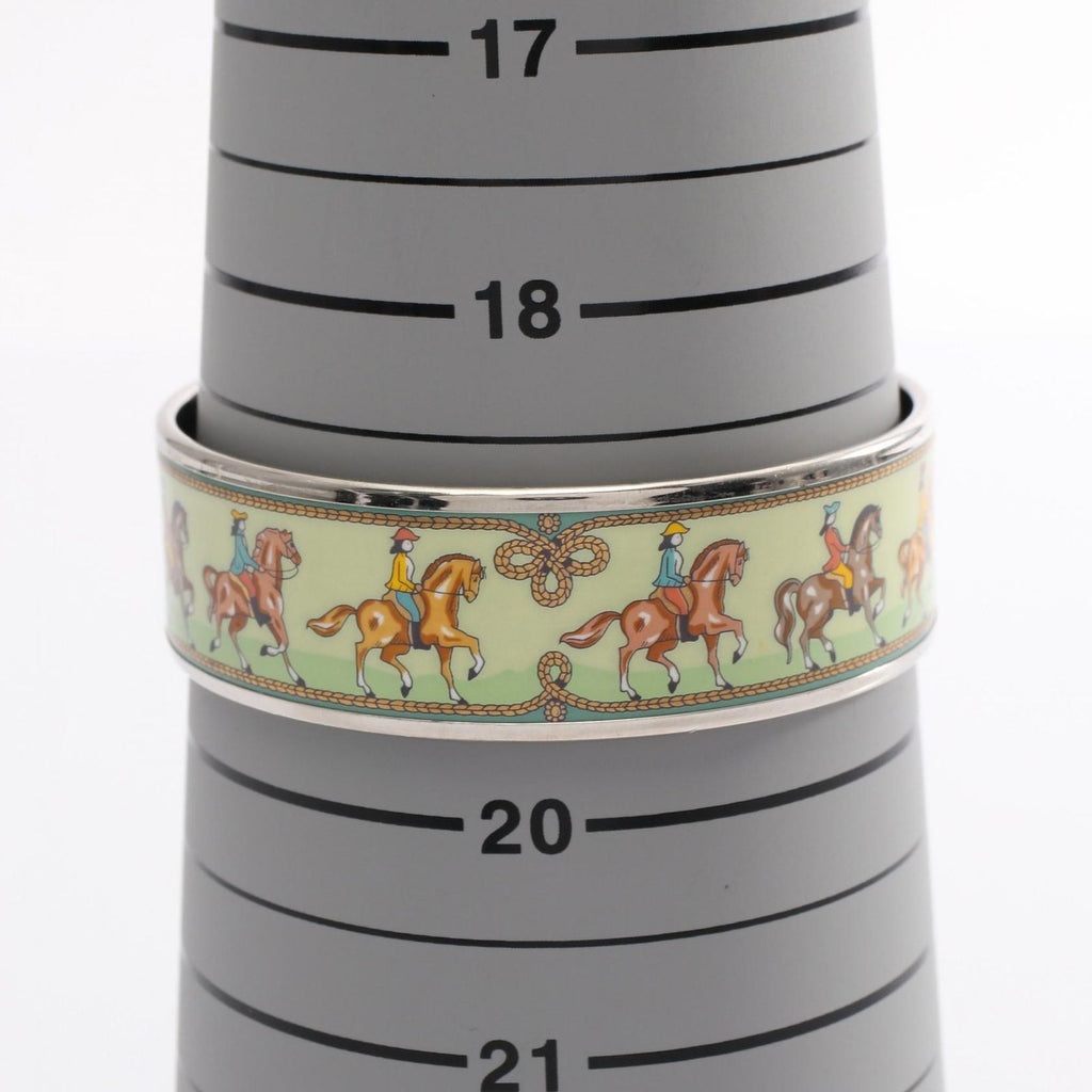 Hermes Bangle Enamel GM Horse Pattern Stainless Steel Bracelet — view 4
