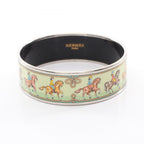 Hermes Bangle Enamel GM Horse Pattern Stainless Steel Bracelet
