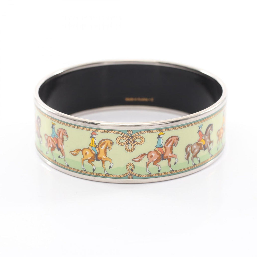 Hermes Bangle Enamel GM Horse Pattern Stainless Steel Bracelet — view 2