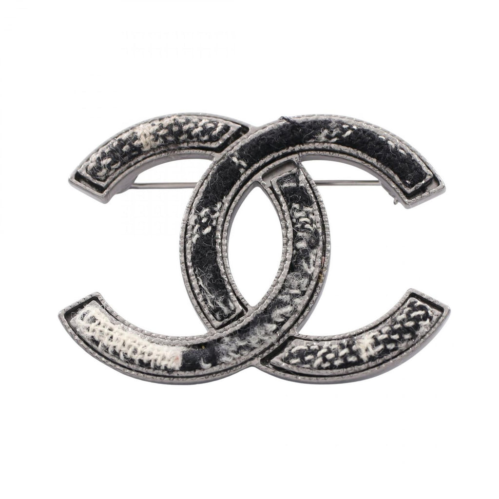 Chanel Brooch CC Logo Stainless Steel