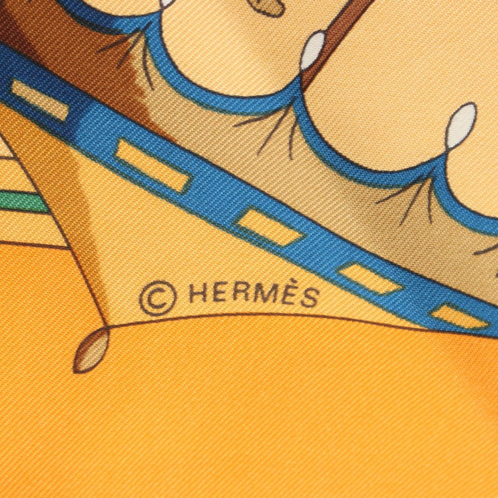 Hermes Scarf Carre 90 Ombrelles Et Parapluies Orange Silk — view 2