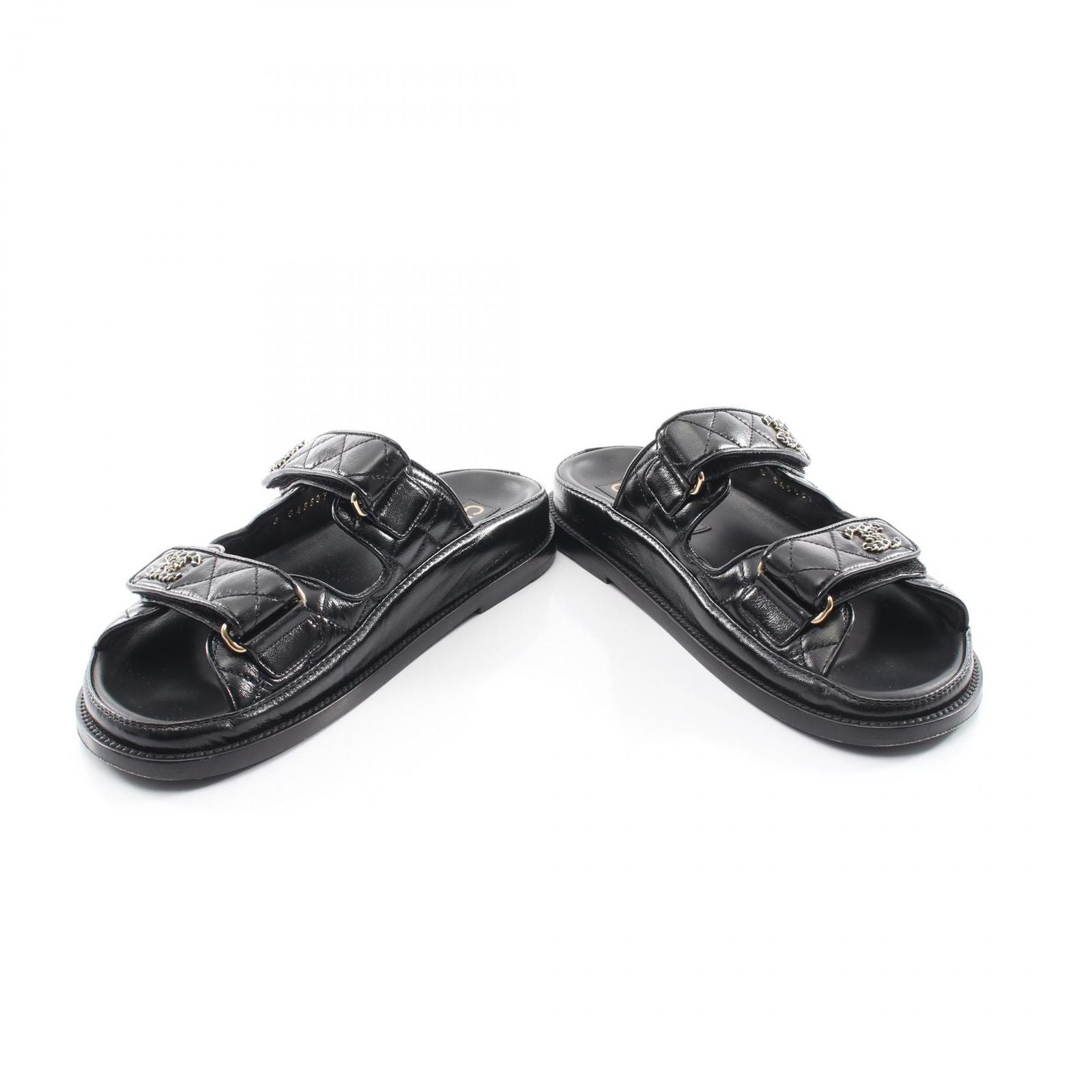 Chanel Sandals CC Logo Quilted Black Leather — view 3