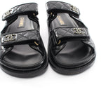 Chanel Sandals CC Logo Quilted Black Leather — view 8