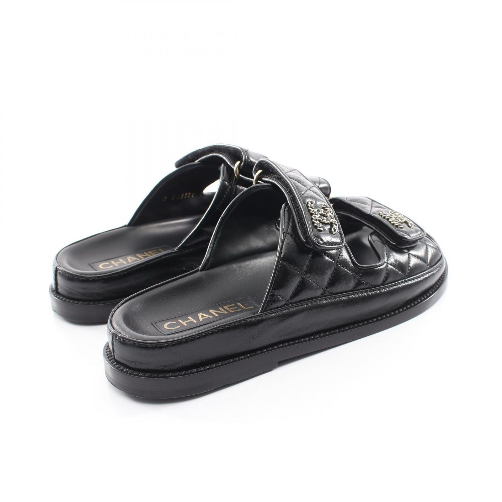 Chanel Sandals CC Logo Quilted Black Leather — view 2