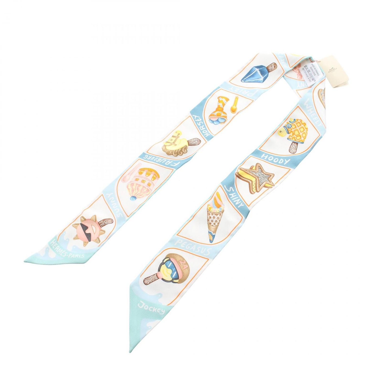 Hermes Scarf Twill Funny Ice Cream Blue Silk — view 2