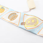 Hermes Scarf Twill Funny Ice Cream Blue Silk — view 7