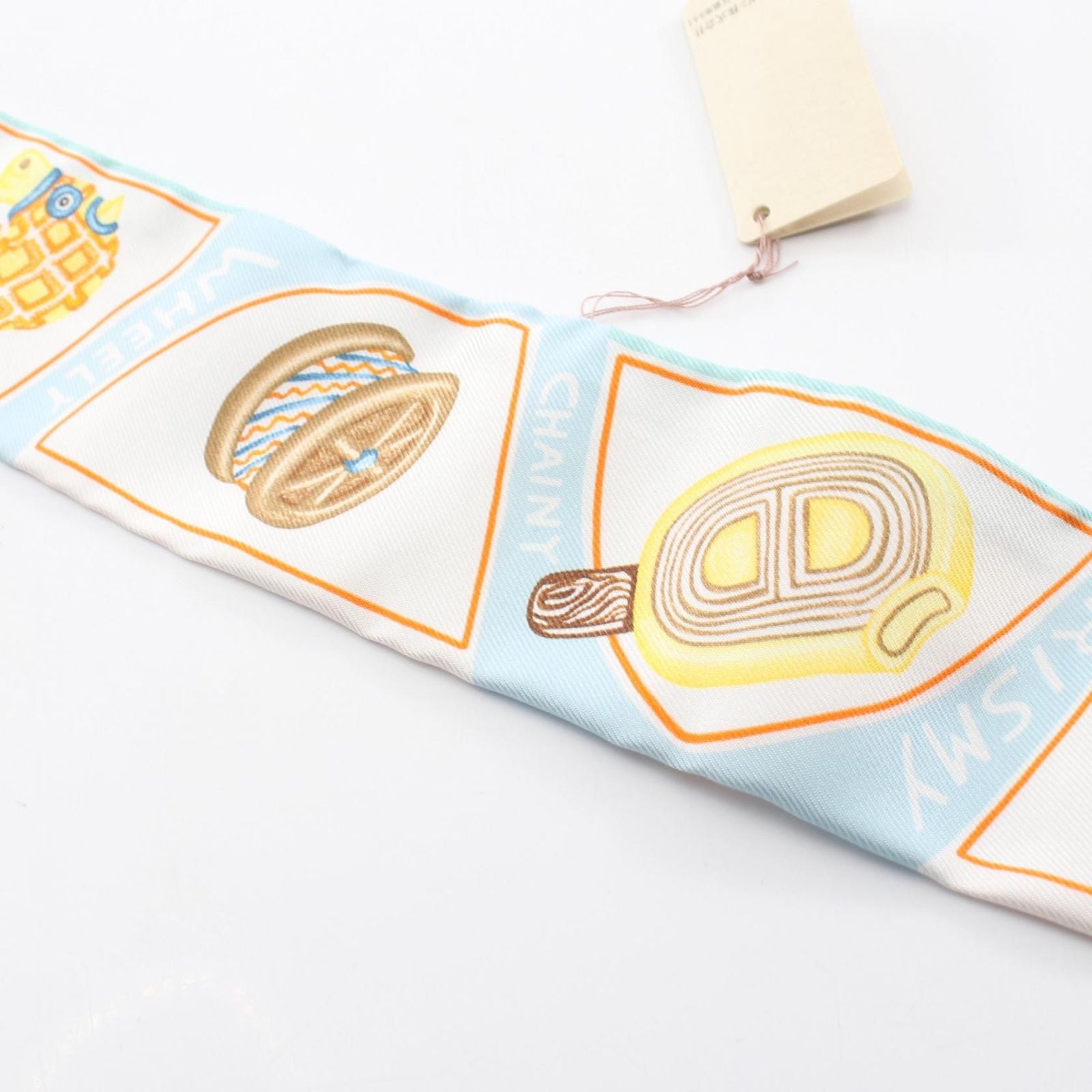 Hermes Scarf Twill Funny Ice Cream Blue Silk — view 7