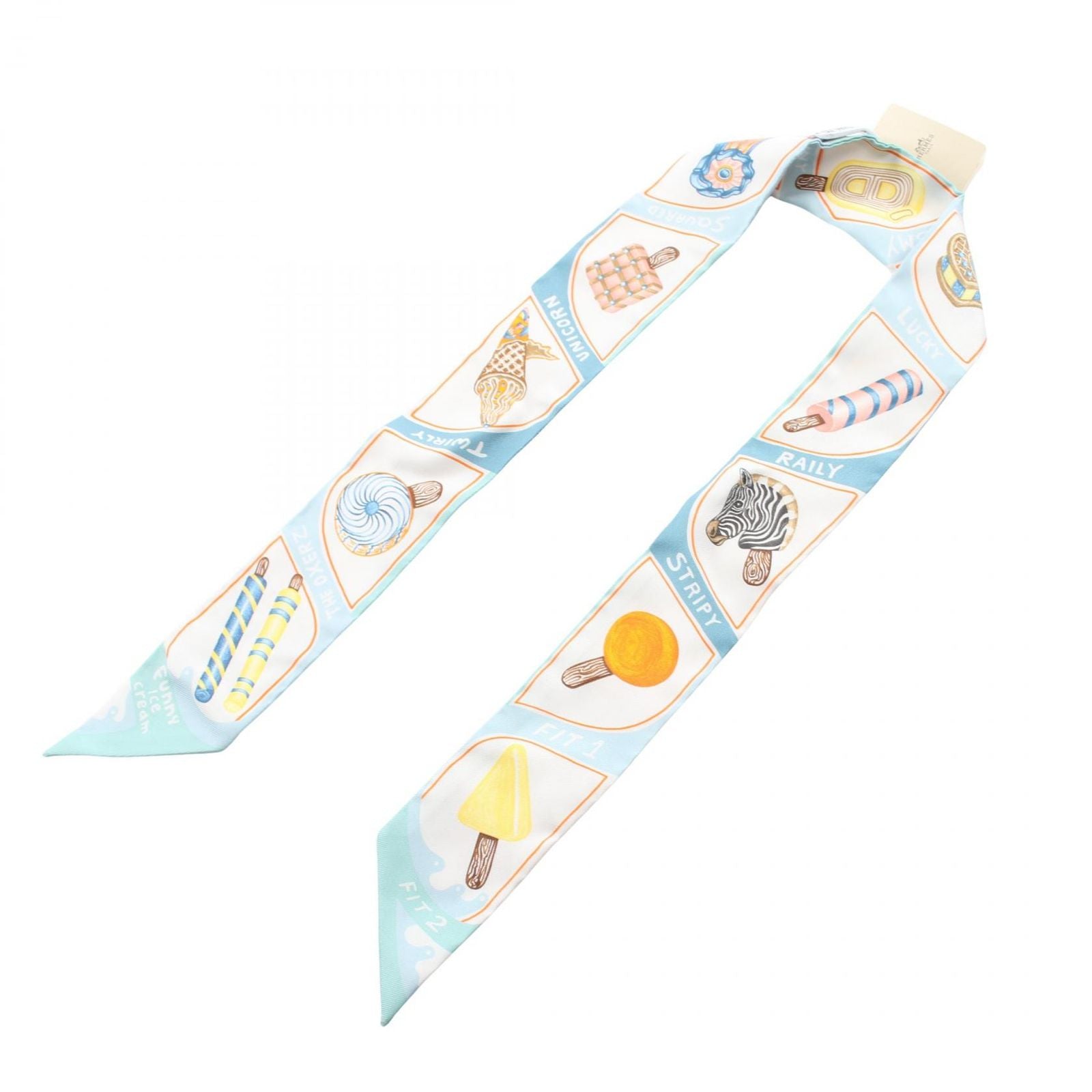 Hermes Scarf Twill Funny Ice Cream Blue Silk — view 3