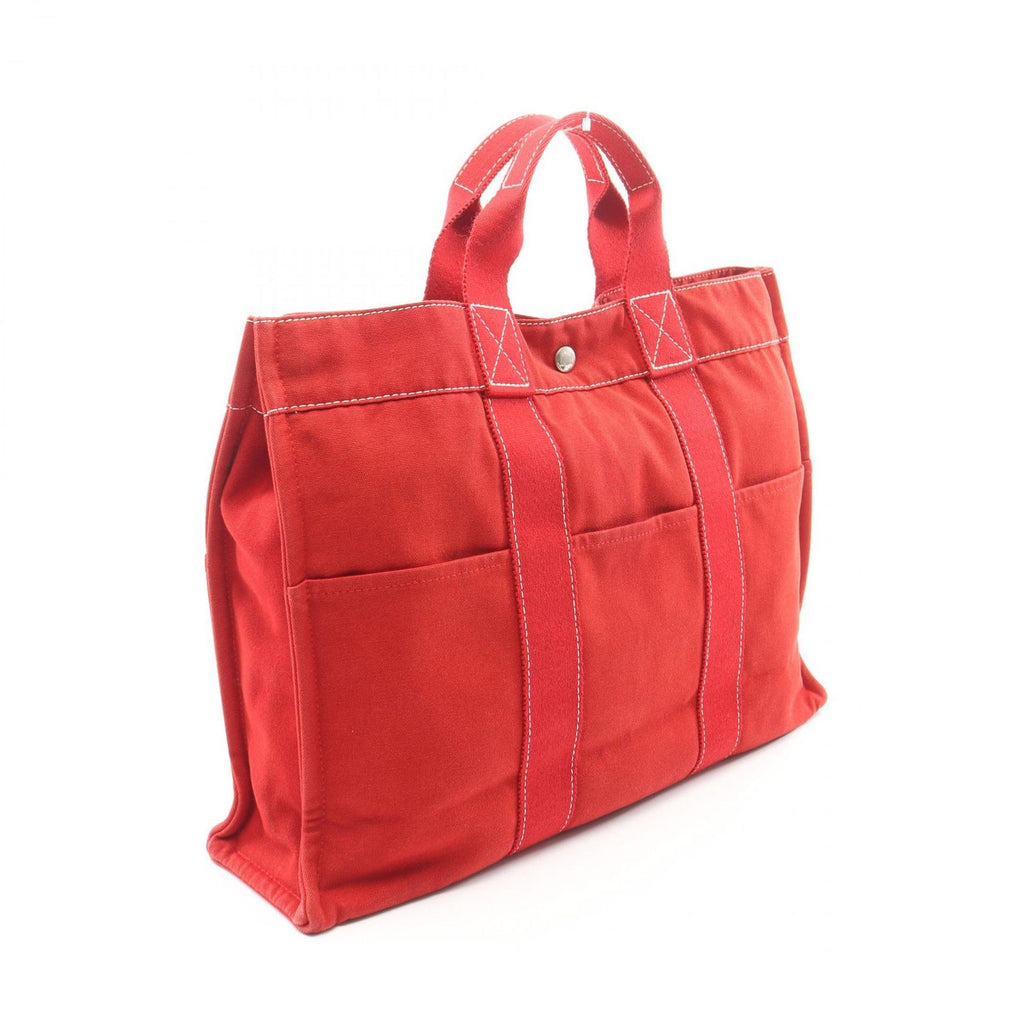 Hermes Tote Sac Deauville MM Red Canvas — view 2