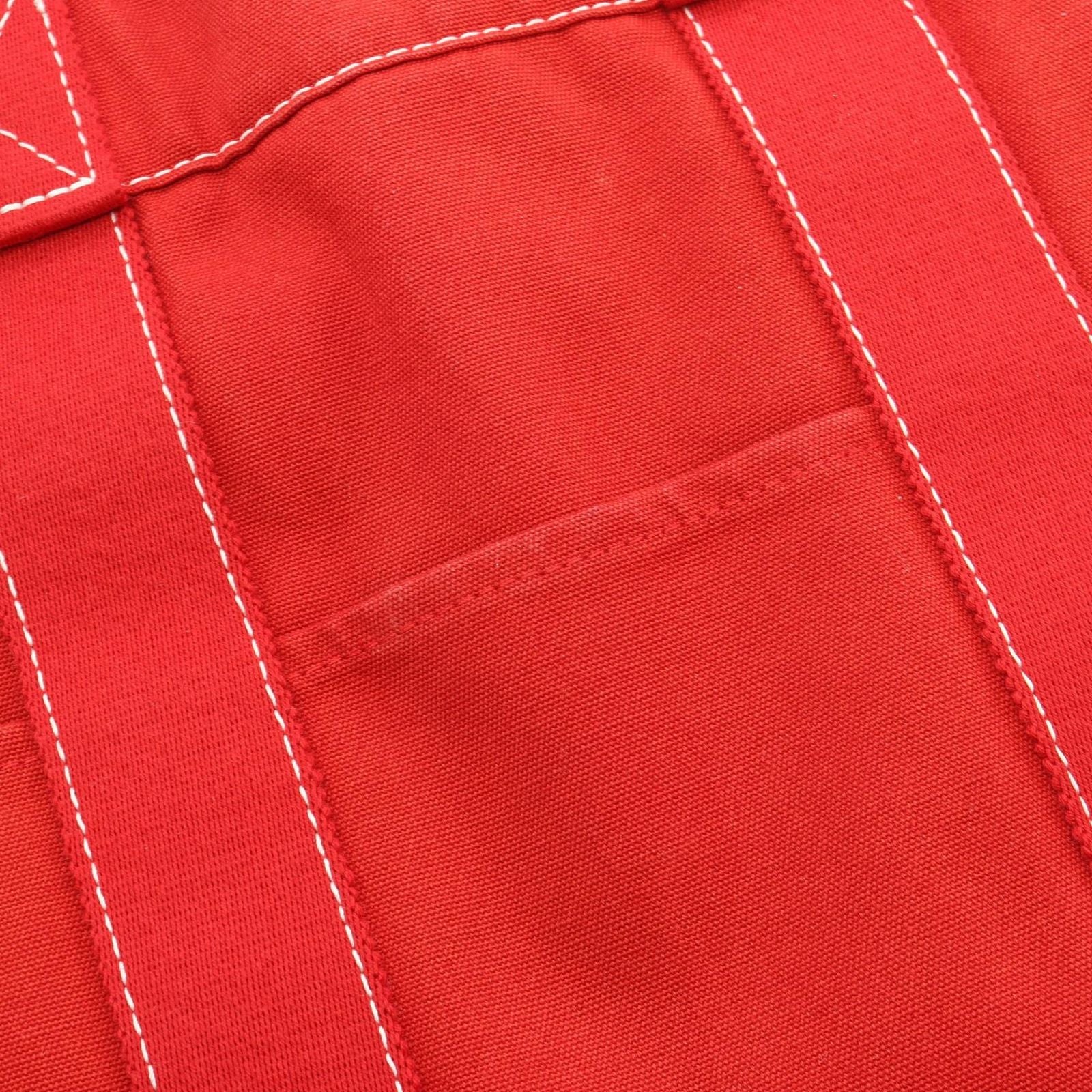 Hermes Tote Sac Deauville MM Red Canvas — view 9
