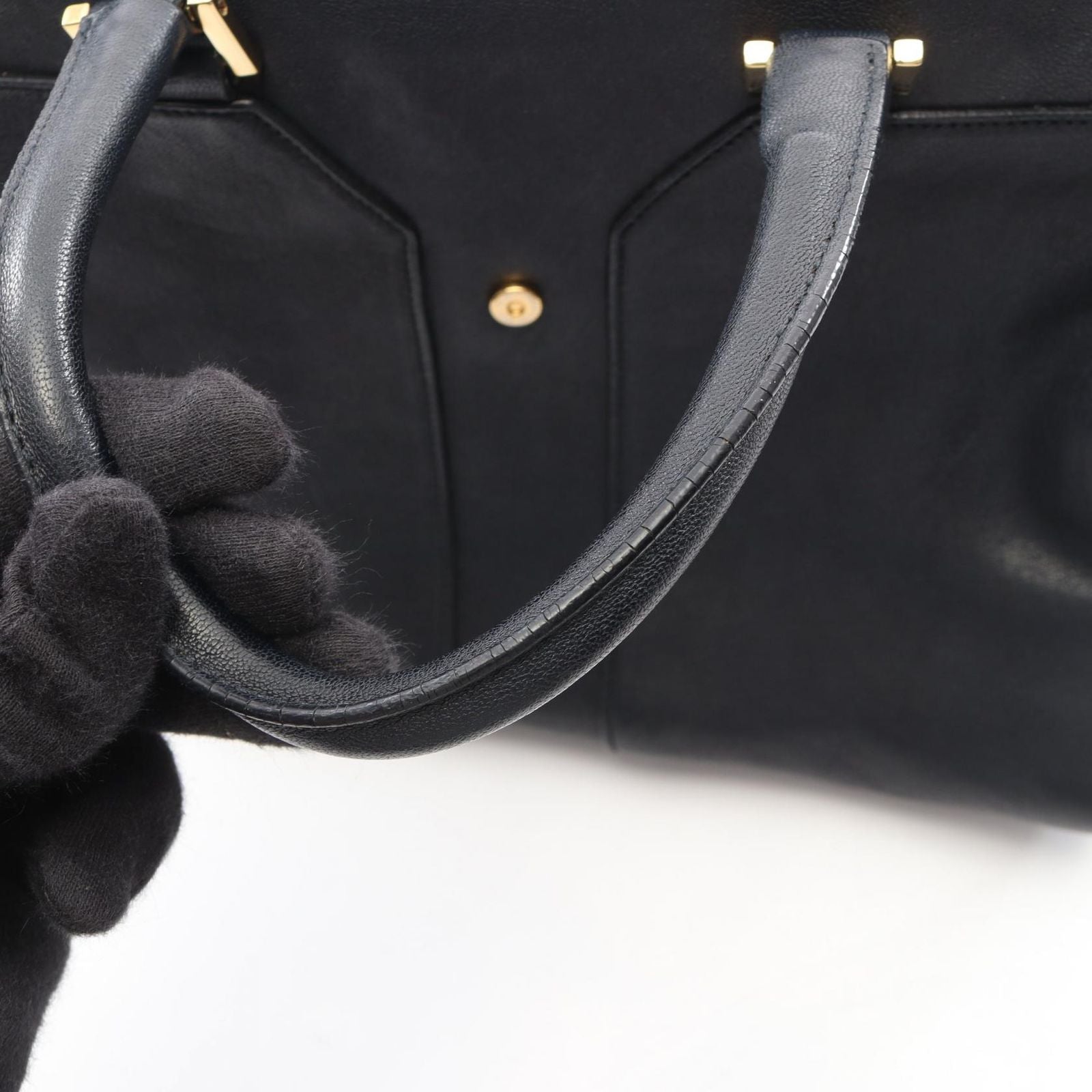 Saint Laurent Handbag Line Cabas Back 2-Way Navy Leather — view 8