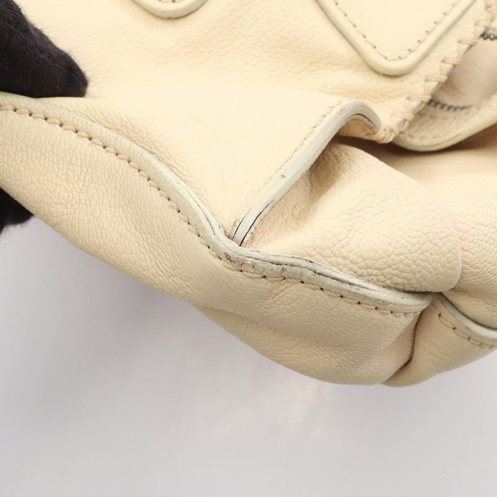 Celine Logo Ivory Leather Boston — view 9
