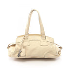 Celine Logo Ivory Leather Boston