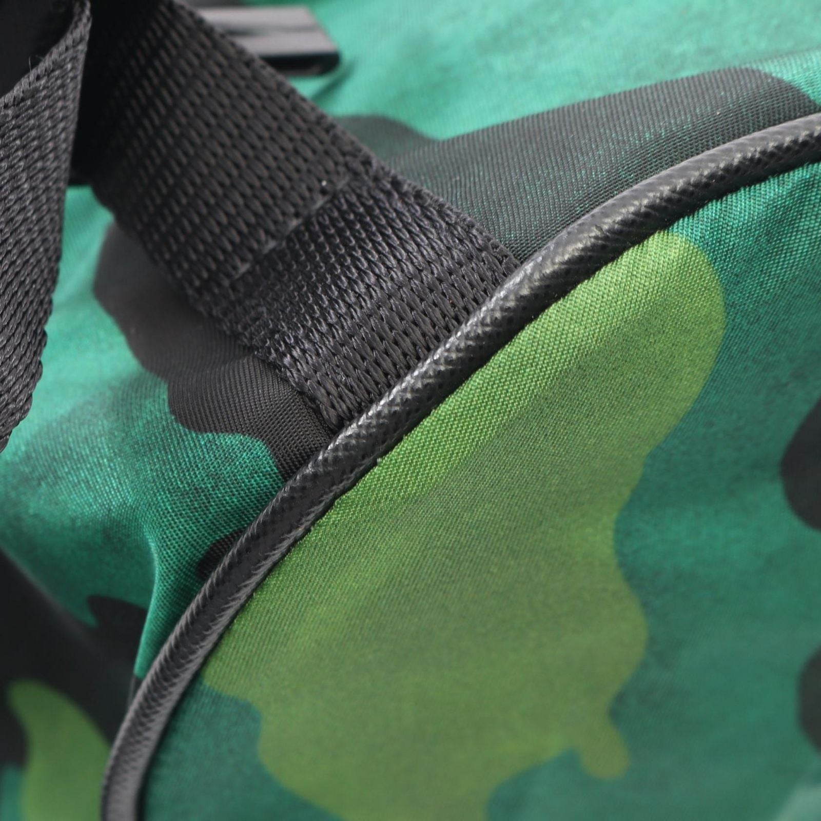 Prada Shoulder Bag Tessuto Camoufl Green Black Nylon Saffiano Leather Camouflage — view 5