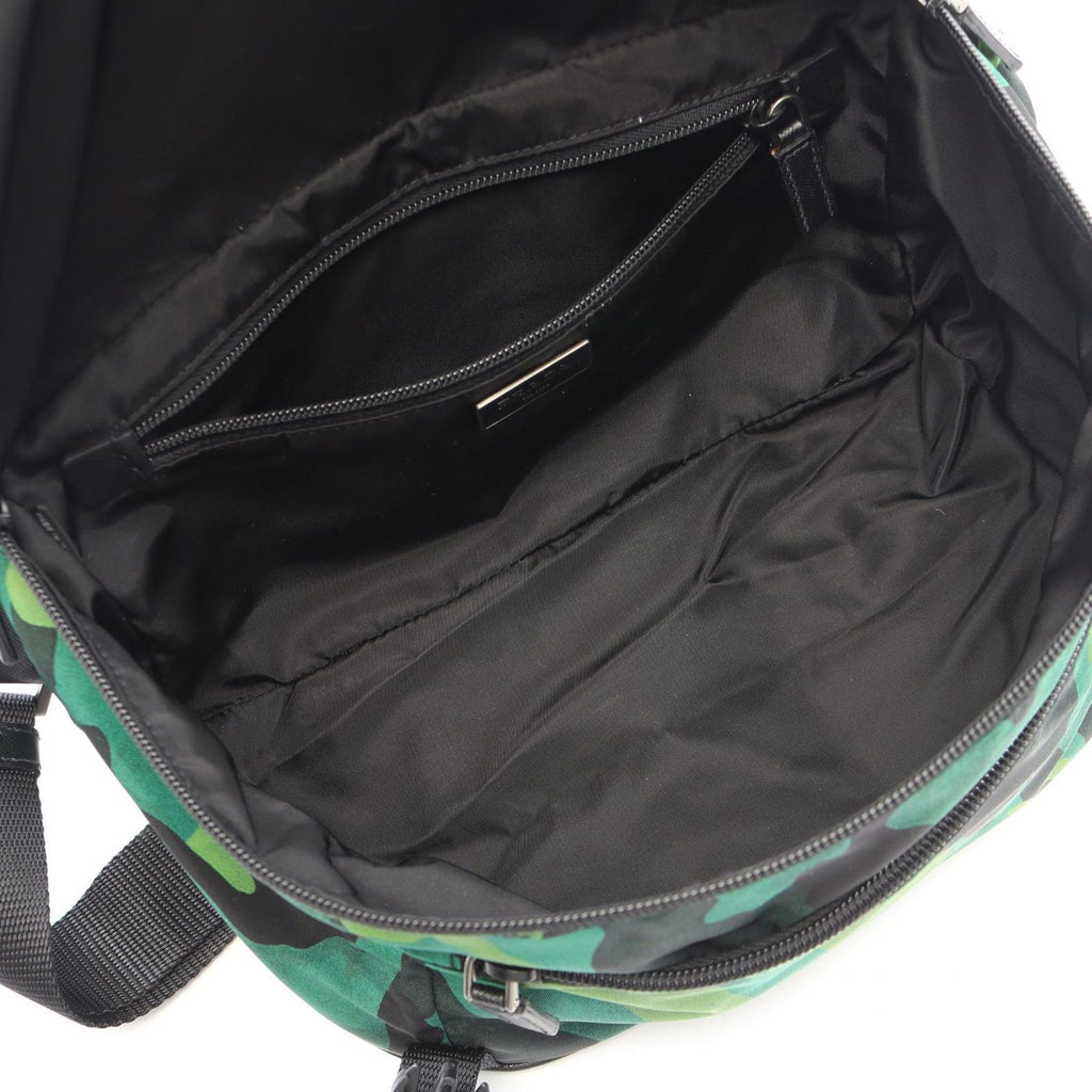 Prada Shoulder Bag Tessuto Camoufl Green Black Nylon Saffiano Leather Camouflage — view 3