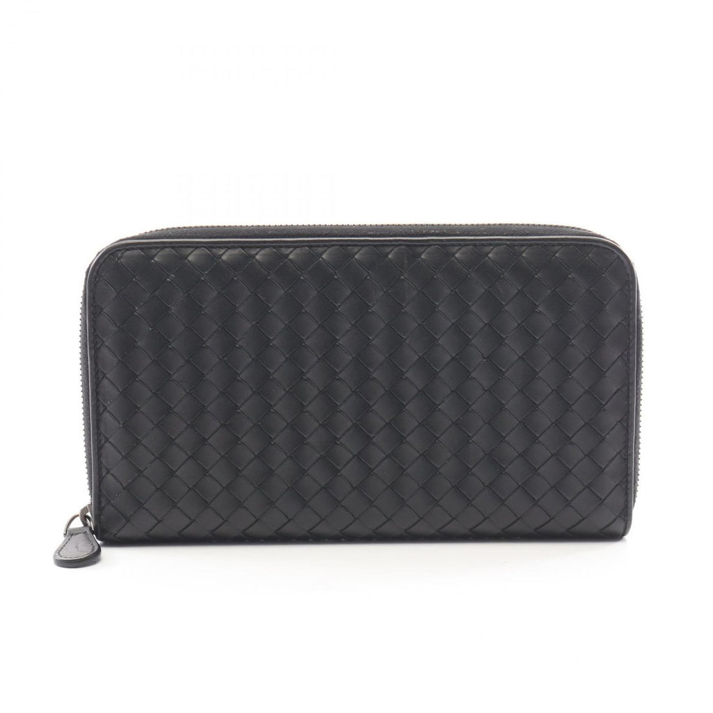 Bottega Veneta Round Wallet Intrecciato Black Leather