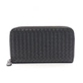 Bottega Veneta Round Wallet Intrecciato Black Leather