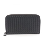 Bottega Veneta Round Wallet Intrecciato Black Leather