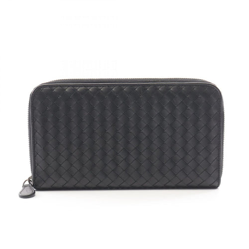 Bottega Veneta Round Wallet Intrecciato Black Leather