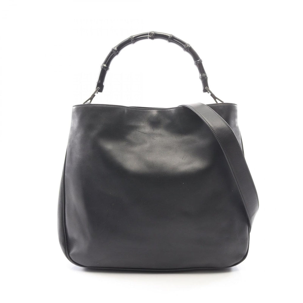 Gucci Handbag Bamboo 2-Way 001 Black Leather Shoulder