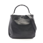 Gucci Handbag Bamboo 2-Way 001 Black Leather Shoulder