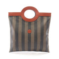 Fendi Tote Pecan Brown Black Beige Canvas Leather