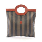 Fendi Tote Pecan Brown Black Beige Canvas Leather