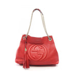 Gucci Shoulder Bag Soho Interlocking Red Leather Chain