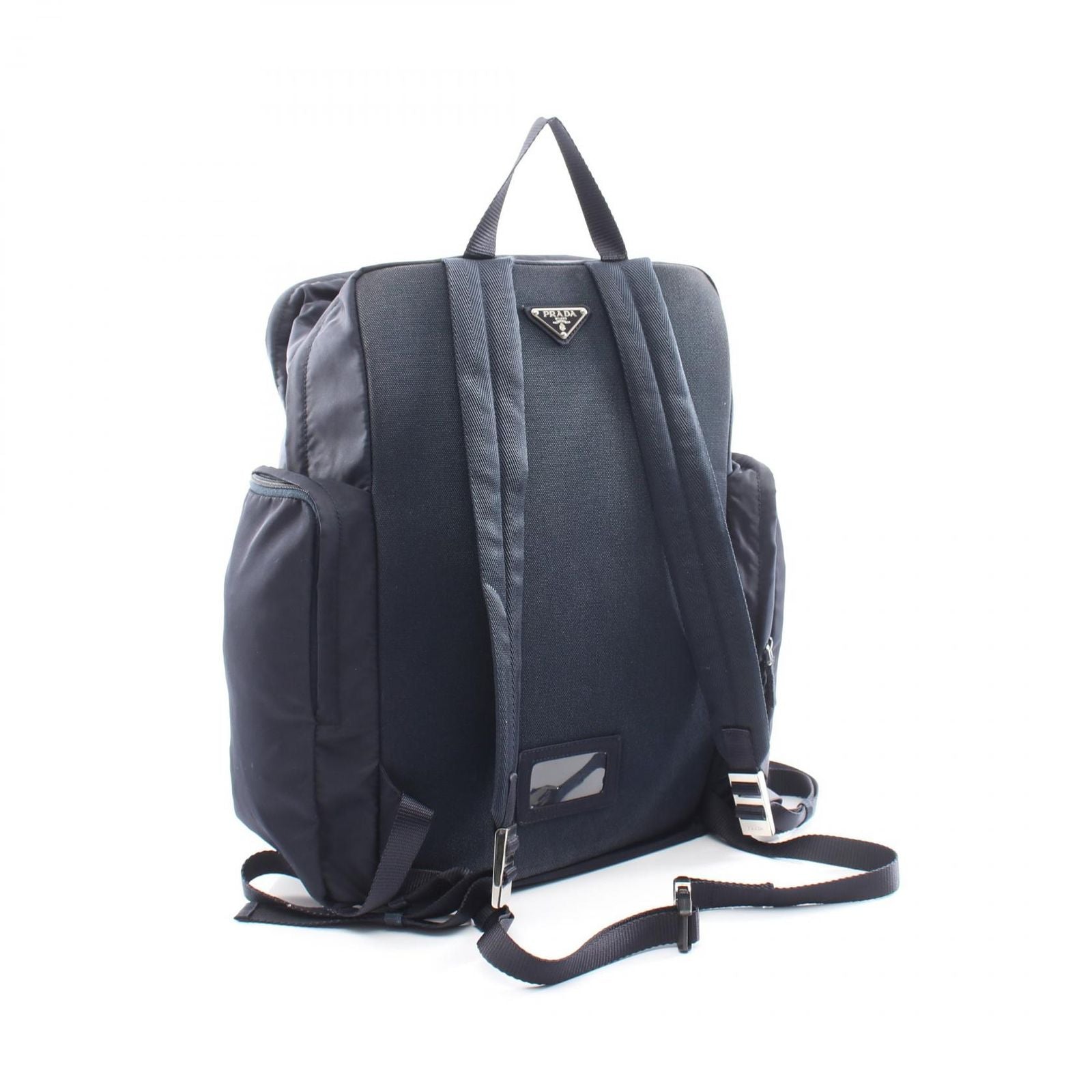 Prada Backpack Triangle Logo Navy Nylon Canvas — view 2