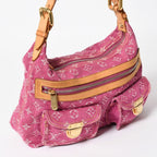 Louis Vuitton Baggy PM Shoulder Bag Monogram Denim Leather Pink Gold — view 3