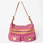 Louis Vuitton Baggy PM Shoulder Bag Monogram Denim Leather Pink Gold