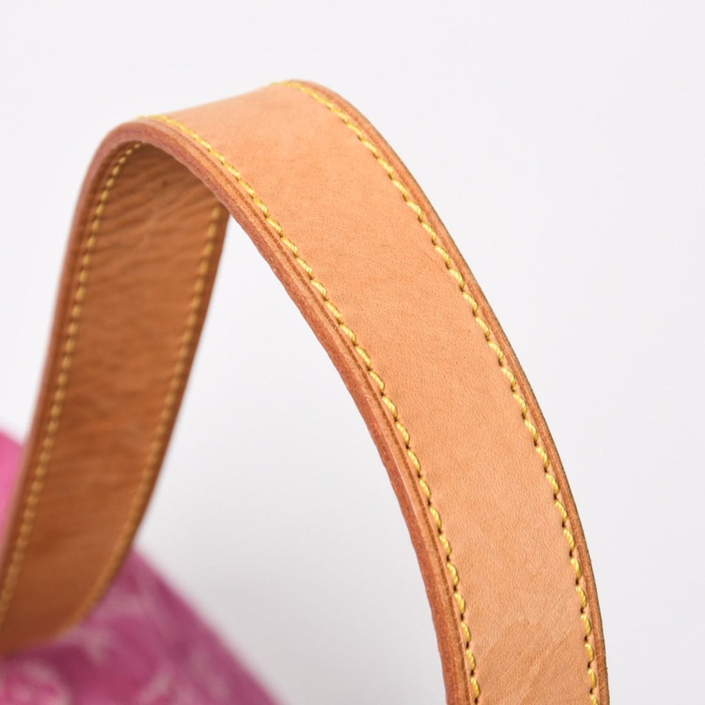 Louis Vuitton Baggy PM Shoulder Bag Monogram Denim Leather Pink Gold — view 6