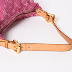 Louis Vuitton Baggy PM Shoulder Bag Monogram Denim Leather Pink Gold — view 4
