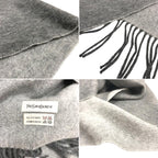 Saint Laurent YSL Shawl Cashmere Large Gray Scarf — view 3