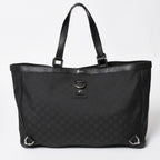 Gucci Tote Bag Black GG Nylon Silver