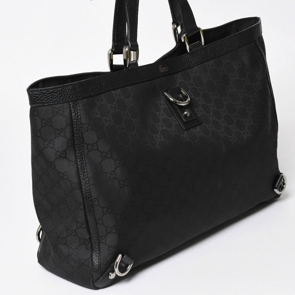 Gucci Tote Bag Black GG Nylon Silver — view 3
